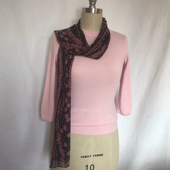 Bebe silk georgette is pink/black scarf - Picture 8 of 9